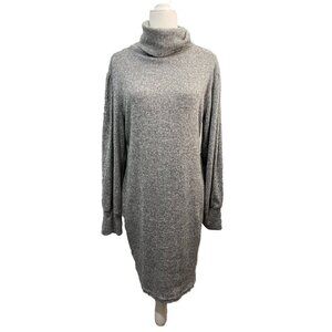 J For Justify Sweater Dress Cowl Neck Ribbed Puff Sleeve Gray Size XL